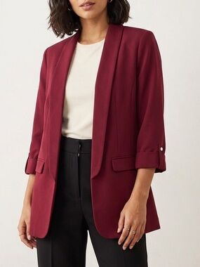 Apt. 9 Burgundy Open Front Long Boyfriend Blazer Jacket M